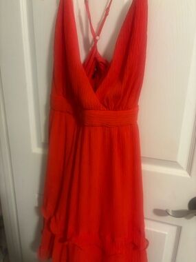 Fashion Nova Red Plunge Mini Dress